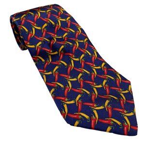 Lands End Mens Hot Chili Peppers Necktie Novelty Whimsy Career Office Business